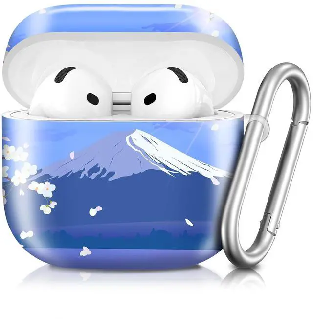 Main image of Compatible with AirPod 4th Generation 2024 Case, Shockproof Anti-Drop Protective Cover, Cute Case for Women Men with Keychain(Cherry Blossom Mountain)