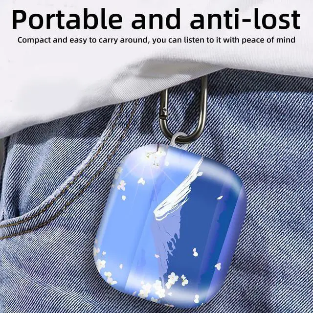 Alt view image 5 of 6 - Compatible with AirPod 4th Generation 2024 Case, Shockproof Anti-Drop Protective Cover, Cute Case for Women Men with Keychain(Cherry Blossom Mountain)