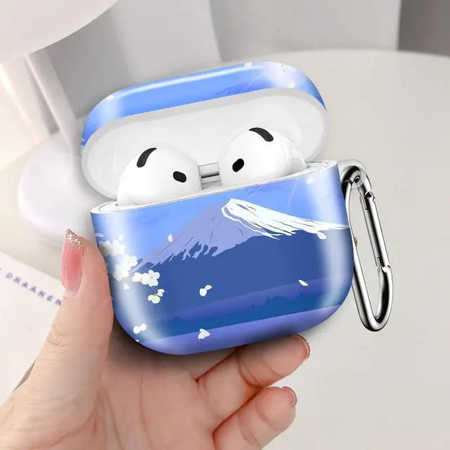 Alt view image 4 of 6 - Compatible with AirPod 4th Generation 2024 Case, Shockproof Anti-Drop Protective Cover, Cute Case for Women Men with Keychain(Cherry Blossom Mountain)