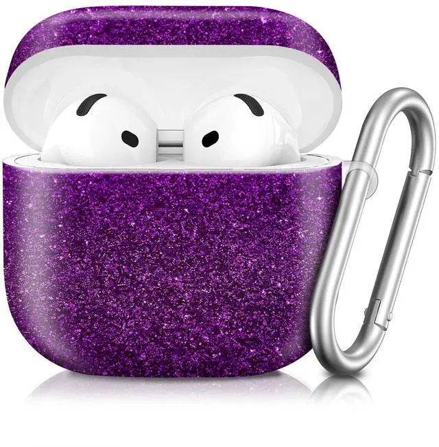 Main image of Compatible with AirPod 4th Generation 2024 Case, Shockproof Anti-Drop Protective Cover, Cute Case for Women Men with Keychain(Purple)