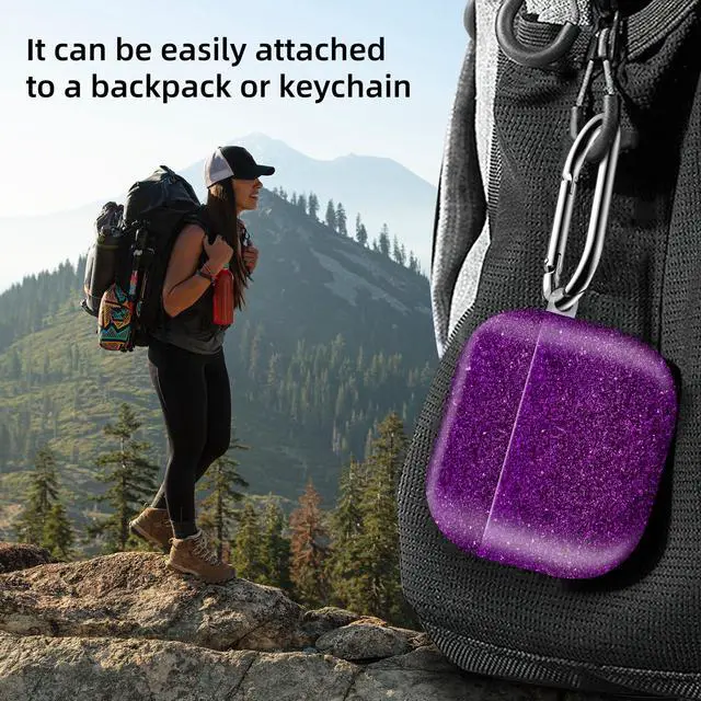 Alt view image 2 of 6 - Compatible with AirPod 4th Generation 2024 Case, Shockproof Anti-Drop Protective Cover, Cute Case for Women Men with Keychain(Purple)
