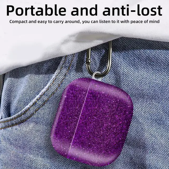 Alt view image 5 of 6 - Compatible with AirPod 4th Generation 2024 Case, Shockproof Anti-Drop Protective Cover, Cute Case for Women Men with Keychain(Purple)