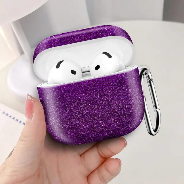 Alt view image 4 of 6 - Compatible with AirPod 4th Generation 2024 Case, Shockproof Anti-Drop Protective Cover, Cute Case for Women Men with Keychain(Purple)