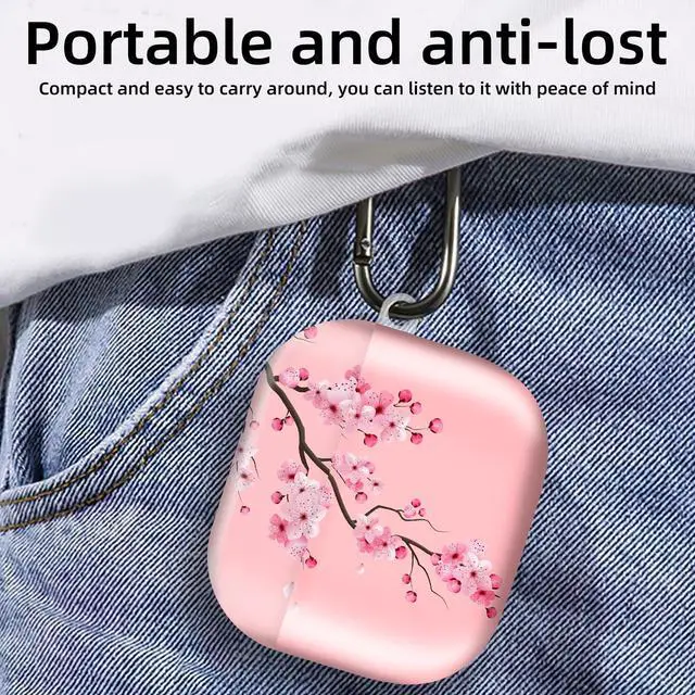 Alt view image 5 of 6 - Compatible with AirPod 4th Generation 2024 Case, Shockproof Anti-Drop Protective Cover, Cute Case for Women Men with Keychain(Pink Blooming Flower)