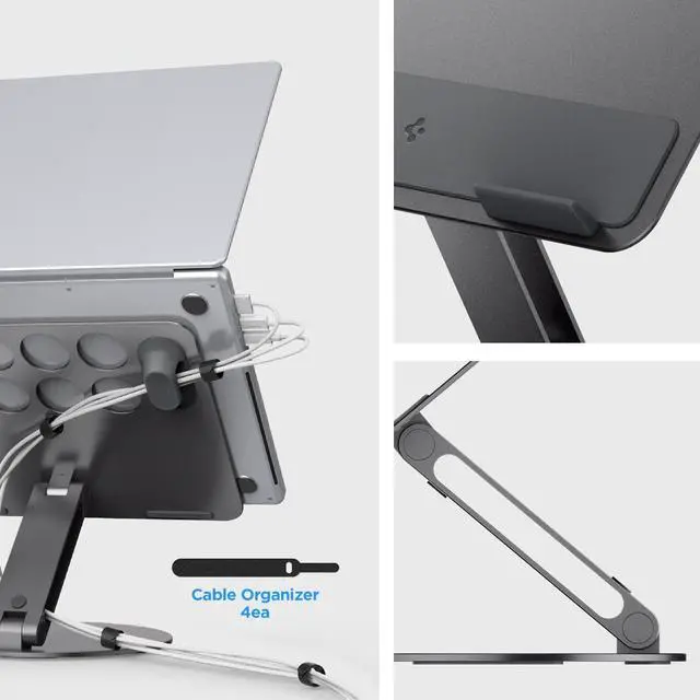 Alt view image 3 of 6 - for Adjustable Laptop Stand with Ventilation | with Cable Management, Portable, Foldable Aluminum for Mac, Dell, HP, Lenovo & More - Space Gray