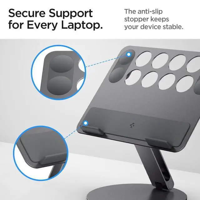 Alt view image 4 of 6 - for Adjustable Laptop Stand with Ventilation | with Cable Management, Portable, Foldable Aluminum for Mac, Dell, HP, Lenovo & More - Space Gray