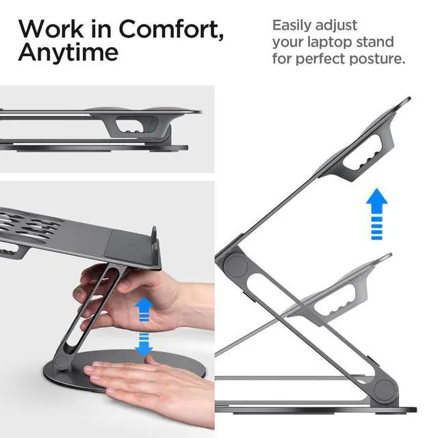 Alt view image 5 of 6 - for Adjustable Laptop Stand with Ventilation | with Cable Management, Portable, Foldable Aluminum for Mac, Dell, HP, Lenovo & More - Space Gray