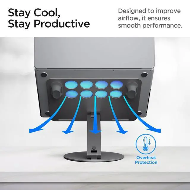Alt view image 6 of 6 - for Adjustable Laptop Stand with Ventilation | with Cable Management, Portable, Foldable Aluminum for Mac, Dell, HP, Lenovo & More - Space Gray