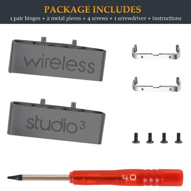 Alt view image 6 of 6 - Studio 3 Hinge Replacement Parts as Same as OEM A1914 Repair Kit Durable Accessories Compatible with Beats by Dre Studio3 (A1914) and Studio Pro (A2924) Wireless Headphones (Gray)