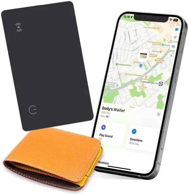 Main image of Wallet Tracker Card, Rechargeable, Works with Apple Find My, Black | Apple MFi Certified Slim Tracking Card With Wireless Charging For Wallets, Passports And Luggage, IP68 Waterproof, iOS Only