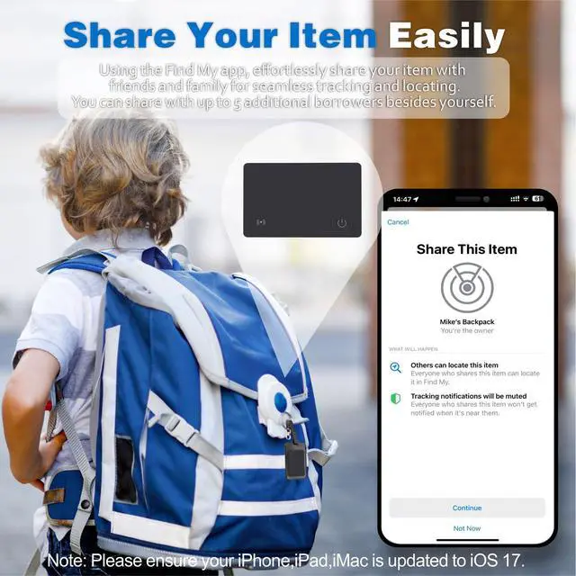 Alt view image 5 of 6 - Wallet Tracker Card, Rechargeable, Works with Apple Find My, Black | Apple MFi Certified Slim Tracking Card With Wireless Charging For Wallets, Passports And Luggage, IP68 Waterproof, iOS Only