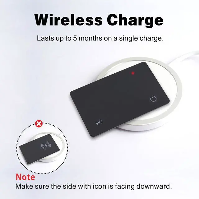 Alt view image 6 of 6 - Wallet Tracker Card, Rechargeable, Works with Apple Find My, Black | Apple MFi Certified Slim Tracking Card With Wireless Charging For Wallets, Passports And Luggage, IP68 Waterproof, iOS Only