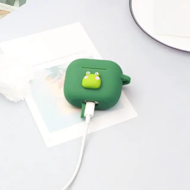 Alt view image 5 of 6 - for Airpods 3 Case, Cute Kawaii Animal Cover for Airpod 3rd Gen 2021 Generation with Keychain (Frog)
