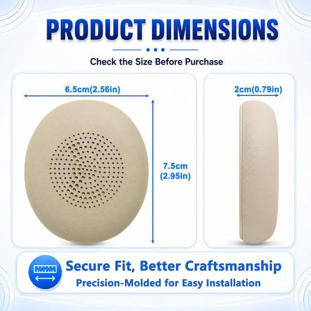 Alt view image 6 of 7 - Replacement Ear Pads for Jabra Evolve2 65, Elite 45h, Evolve2 40 | Ear Cushion for Evolve2 65(UC/MS), Evolve2 40(UC/MS/USB), Elite 45h On-ear Headsets, Extra Thick and Durable Ear Cup Covers