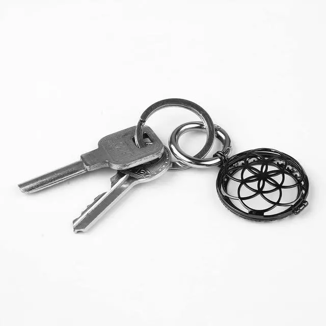 Alt view image 5 of 7 - Metal Case Compatible with Apple AirTag for Women Girls, Hollow-Out Protective Cover Keychain Holder for Air Tag Finder - Black