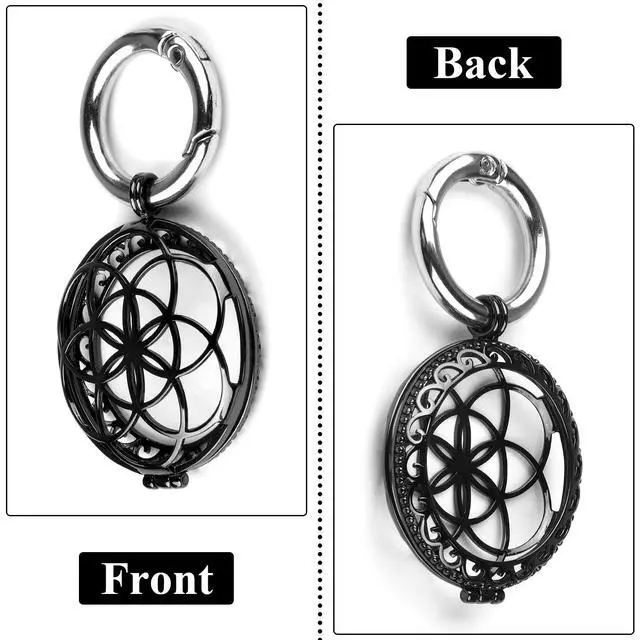 Alt view image 7 of 7 - Metal Case Compatible with Apple AirTag for Women Girls, Hollow-Out Protective Cover Keychain Holder for Air Tag Finder - Black