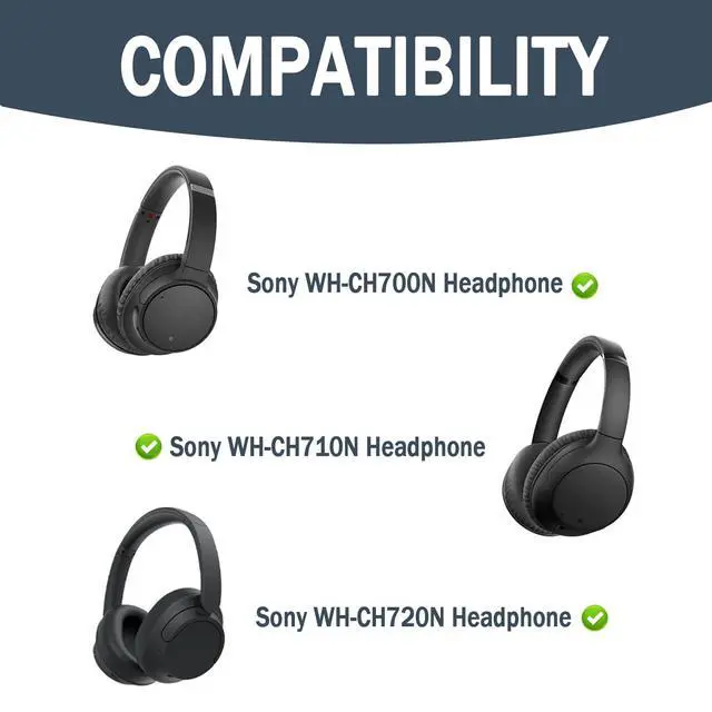 Alt view image 2 of 7 - Replacement Ear Pads Cushions for Sony WH-CH700N, WH-CH710N, WH-CH720N Headphones, Earpads Cover, Headset Ear Muffs, Headphone Repair Parts (Titanium)