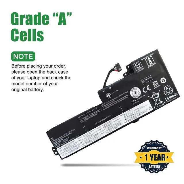 Alt view image 3 of 5 - 01AV489 Laptop Battery Replacement for Lenovo ThinkPad T470 T480 A475 A485 TP25 Series Notebook SB10K97577 01AV419 SB10K97576 01AV421 SB10K97578 01AV420 Black 11.4V 24Wh 2100mAh