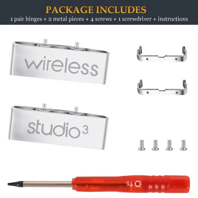Alt view image 6 of 6 - Studio 3 Replacement Parts as Same as OEM A1914 Hinges Durable Accessories Repair Kit Compatible with Beats by Dre Studio3 (A1914) and Studio Pro (A2924) Wireless Over-Ear Headphones (Silver)