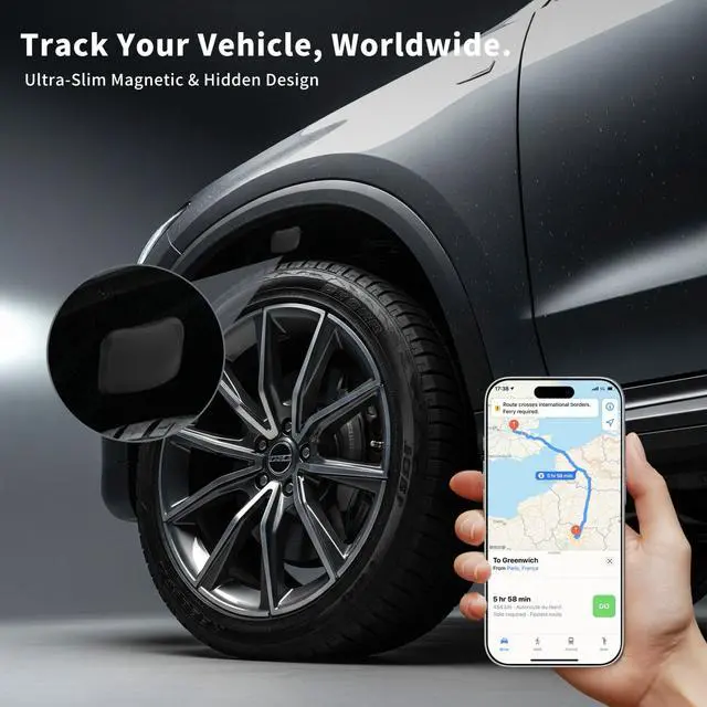 Alt view image 2 of 7 - Mini GPS Tracker for Vehicles (iOS & Android Compatible) | Hidden Magnetic Car Tracking Device, No Monthly Fee or Subscription, Smart Tags Finder for Keys, Luggage, Wallet, Suitcases