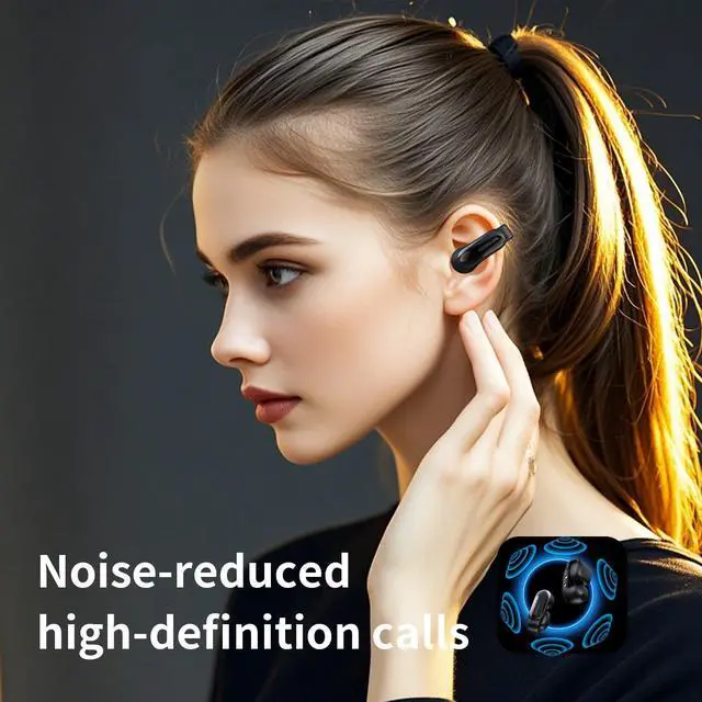 Alt view image 5 of 6 - Open Ear Earbuds,Bluetooth 5.4Wireless Headphones,Lightweight Comfort Clip-On Earbuds with Mic for Clear Calls,36H Playtime,Touch Control,IPX5 Waterproof,Fit for Running Cycling Glasses Wearers