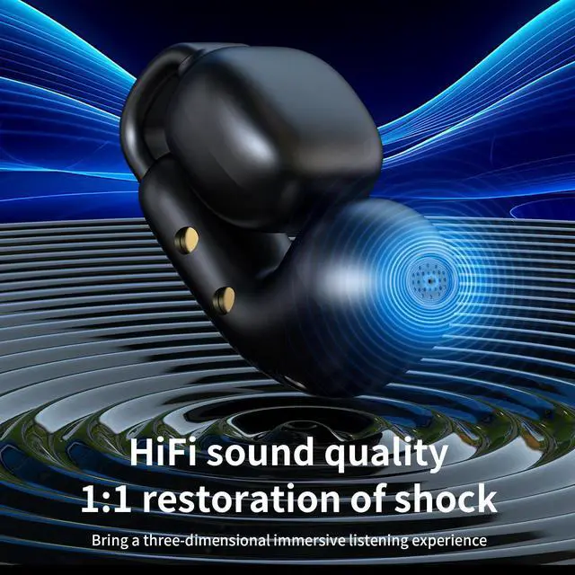 Alt view image 4 of 6 - Open Ear Earbuds,Bluetooth 5.4Wireless Headphones,Lightweight Comfort Clip-On Earbuds with Mic for Clear Calls,36H Playtime,Touch Control,IPX5 Waterproof,Fit for Running Cycling Glasses Wearers