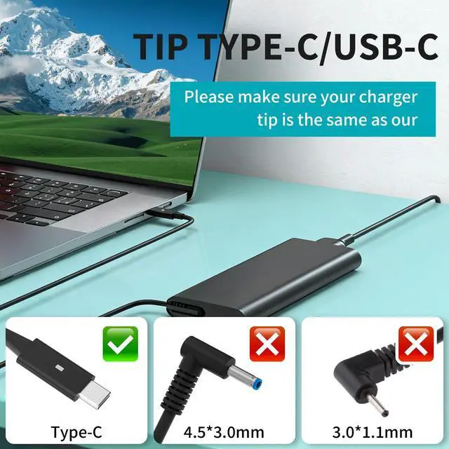 Alt view image 3 of 7 - 90W USB C Laptop Charger for Dell, Fast Charging Power Adapter Compatible with Dell Latitude 3000 5000 7000 Series, XPS 13, Inspiron 13 14 15 16 5000 7000, Vostro 5000, Precision 3480 3490 3500 3590