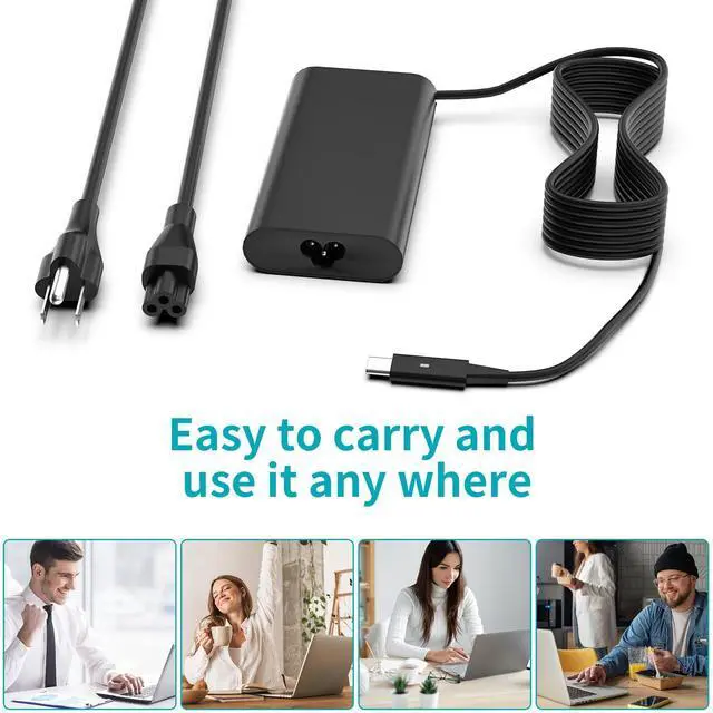 Alt view image 7 of 7 - 90W USB C Laptop Charger for Dell, Fast Charging Power Adapter Compatible with Dell Latitude 3000 5000 7000 Series, XPS 13, Inspiron 13 14 15 16 5000 7000, Vostro 5000, Precision 3480 3490 3500 3590