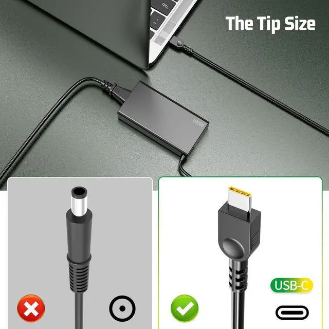 Alt view image 2 of 6 - Slim 100W USB C Laptop AC Adapter for Lenovo Yoga 9i 9 7 7i ThinkBook 15 16 Yoga Slim 7 Pro ldeapad 5 Pro 16 SA11D52396 GX21J75543 ADL100YDC3A ADL100YLC3A ThinkBook Yoga Type C Adapter Cord