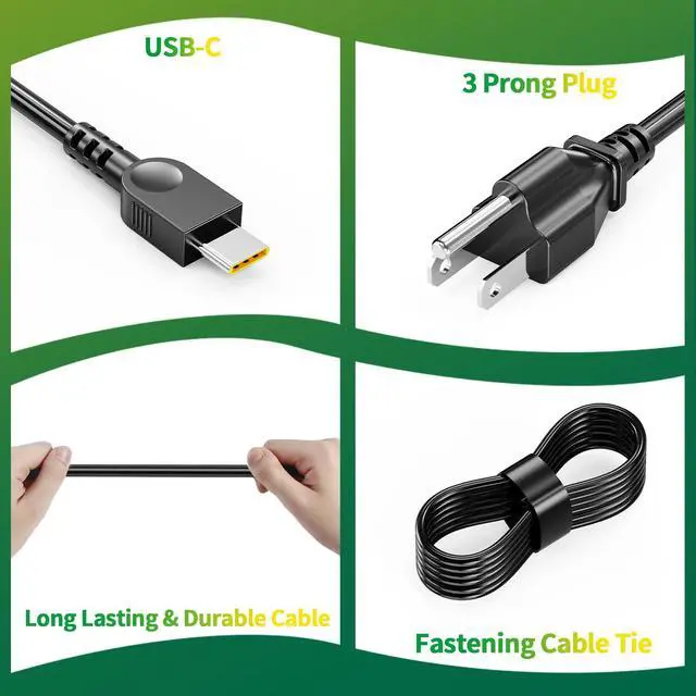 Alt view image 5 of 6 - Slim 100W USB C Laptop AC Adapter for Lenovo Yoga 9i 9 7 7i ThinkBook 15 16 Yoga Slim 7 Pro ldeapad 5 Pro 16 SA11D52396 GX21J75543 ADL100YDC3A ADL100YLC3A ThinkBook Yoga Type C Adapter Cord