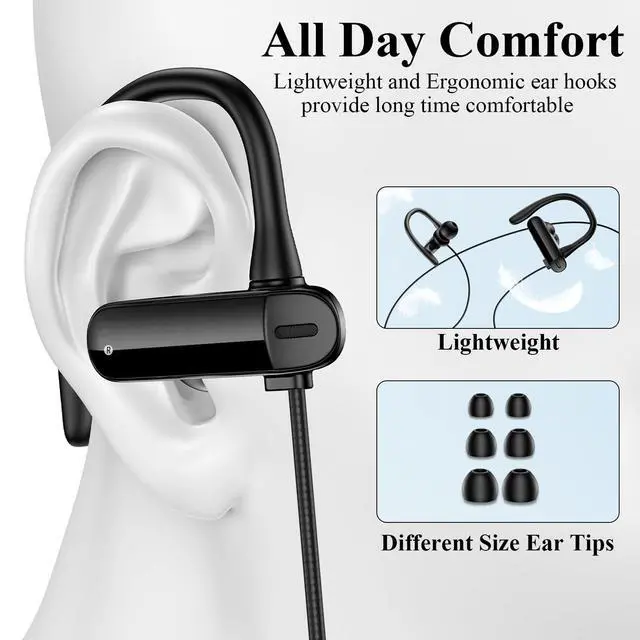 Alt view image 2 of 7 - Wired Earbuds 3.5mm 90 Degree Angled Plug EarHook Sport Over Ear Headphones | Noise Isolating Earphones with Mic In-Line Control for iPhone for Samsung for Android Laptop PC/Switch 3.5mm Jack Devices