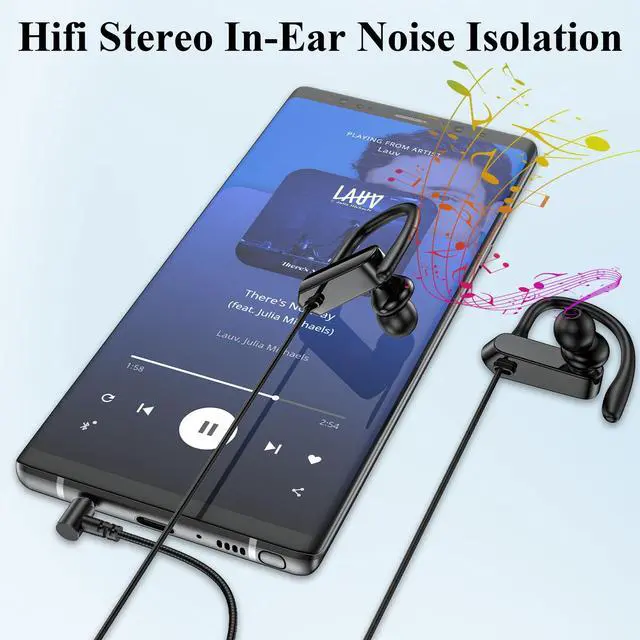 Alt view image 4 of 7 - Wired Earbuds 3.5mm 90 Degree Angled Plug EarHook Sport Over Ear Headphones | Noise Isolating Earphones with Mic In-Line Control for iPhone for Samsung for Android Laptop PC/Switch 3.5mm Jack Devices