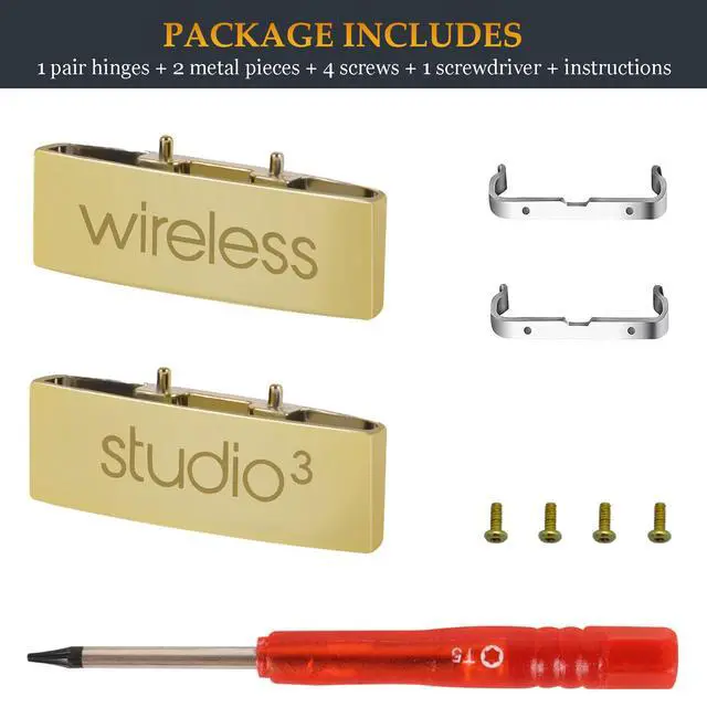 Alt view image 6 of 6 - Studio 3 Hinge as Same as OEM A1914 Replacement Parts Repair Kit Durable Accessories Compatible with Beats by Dre Studio3 (A1914) and Studio Pro (A2924) Wireless Over-Ear Headphones (Gold)