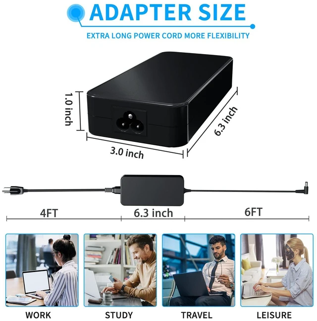 Alt view image 6 of 7 - for ASUS 20V 7.5A 150W Laptop Charger 6.0 * 3.7mm Power Supply Replacement for ASUS TUF Gaming F15 A15 G531G ADP-150CH B/A18-150P1A A17 F17 FX505 ROG Strix G G15 G17 G531GD G731G Power