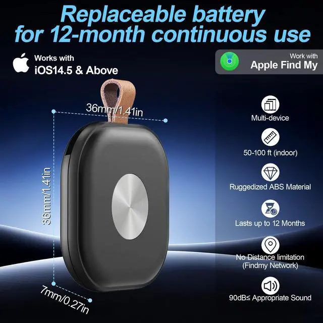 Alt view image 2 of 5 - 4-Pack Smart Air Tracker Tags, Works with Apple Find My APP (iOS Only) | Bluetooth Item Locator, Loud Sound, Replaceable Battery, Suitable for Luggage, Bags, Wallets, Backpacks, Keys, Black