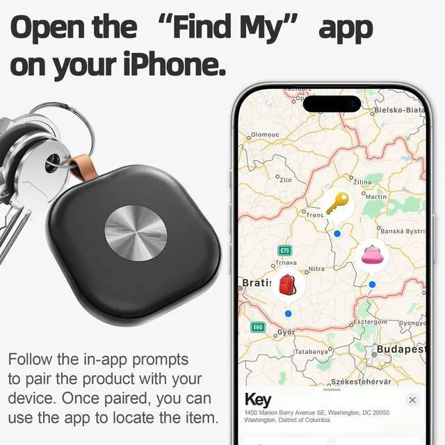 Alt view image 5 of 5 - 4-Pack Smart Air Tracker Tags, Works with Apple Find My APP (iOS Only) | Bluetooth Item Locator, Loud Sound, Replaceable Battery, Suitable for Luggage, Bags, Wallets, Backpacks, Keys, Black