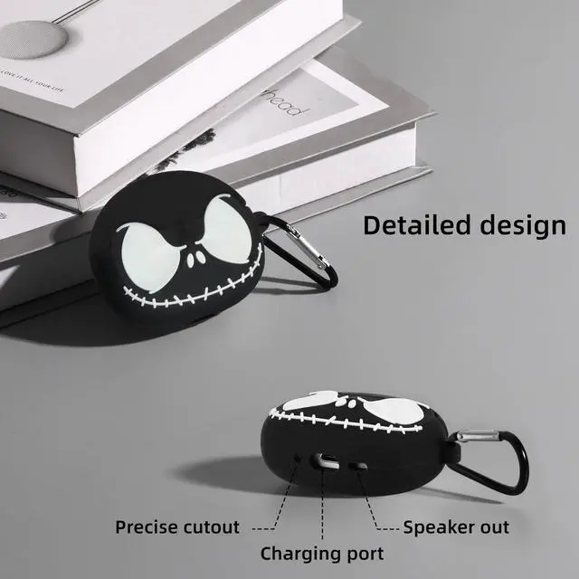 Alt view image 7 of 7 - for AirPods Pro 3 Case Cover with Cleaner kit, Soft Silicone, Black | Eyes Glowing in the Dark, 3D Funny Skull Cute Case for AirPod Pro 3 Case for Women Men