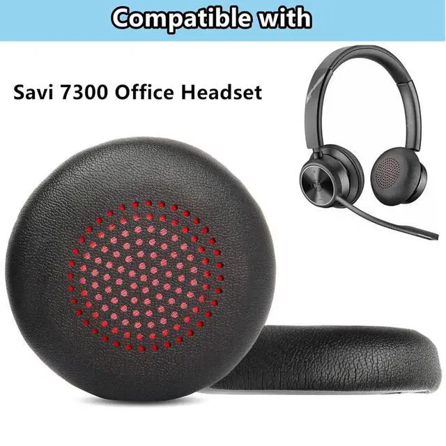 Alt view image 2 of 5 - Replacement Ear Pads for Poly Savi 7300 7310 7320 7410 Office Headsets | Earpads with High-Density Foam and Protein Leather, Black