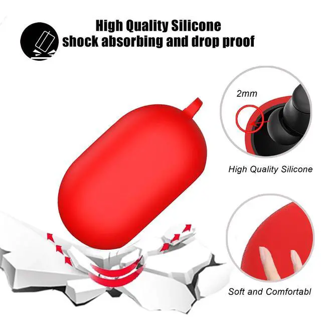 Alt view image 4 of 7 - for Beats Solo Buds Case Cover with Cute Strawberry Charm Heart Keychain, Soft Silicone Protective Case Daisy Key Chains for New Beats Solo Charging Case Earbuds for Women Men Red