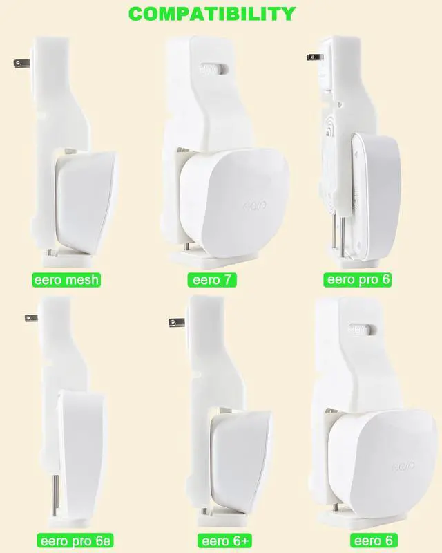 Alt view image 3 of 6 - Outlet Wall Mount Holder - Plug-to-Adapter First, Only for eero 7/ eero 6 & 6+/ eero Pro 6e & Pro 6/ eero Mesh Wi-Fi System, No Messy Wires & Space Saving (3 Pack)