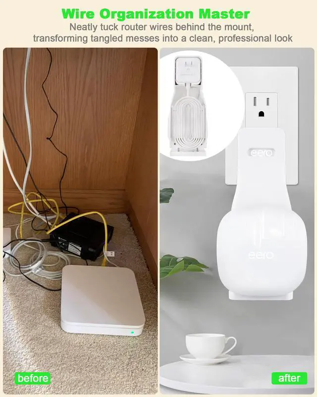 Alt view image 5 of 6 - Outlet Wall Mount Holder - Plug-to-Adapter First, Only for eero 7/ eero 6 & 6+/ eero Pro 6e & Pro 6/ eero Mesh Wi-Fi System, No Messy Wires & Space Saving (3 Pack)