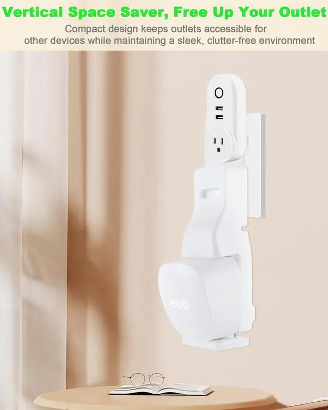 Alt view image 6 of 6 - Outlet Wall Mount Holder - Plug-to-Adapter First, Only for eero 7/ eero 6 & 6+/ eero Pro 6e & Pro 6/ eero Mesh Wi-Fi System, No Messy Wires & Space Saving (3 Pack)