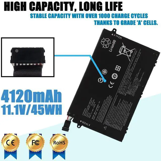Alt view image 2 of 7 - L17C3P51 Laptop Battery Compatible with Lenovo ThinkPad E480 E485 E495 E580 E585 E490 E590 E595 E14 E15 Series L17M3P52 01AV447 L17L3P51 01AV445 01AV448 L17M3P51 01AV446 SB10K97609