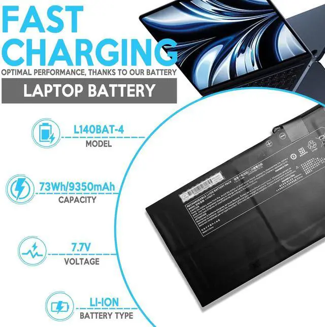 Alt view image 2 of 7 - L140BAT-4 Laptop Battery Replacement for CLEVO L140CU L141CU L140MU L141MU for Clevo Schenker VIA 14 Wooking Jiasha ST Pro 7.7V 73Wh