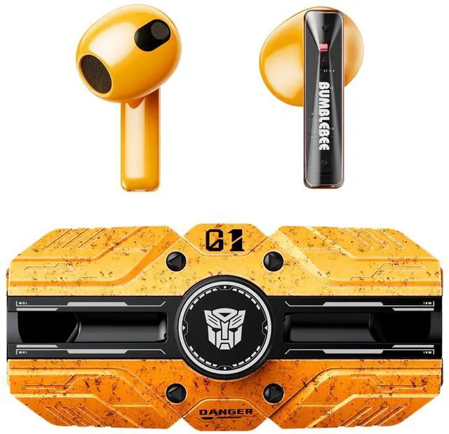 Main image of TF-T80 Bluetooth True Wireless Earbuds with Noise Cancelling in-Ear Cool HiFi HD Calling Dual Modes Sports Music Game Long Endurance Earphones - Yellow Bumblebee