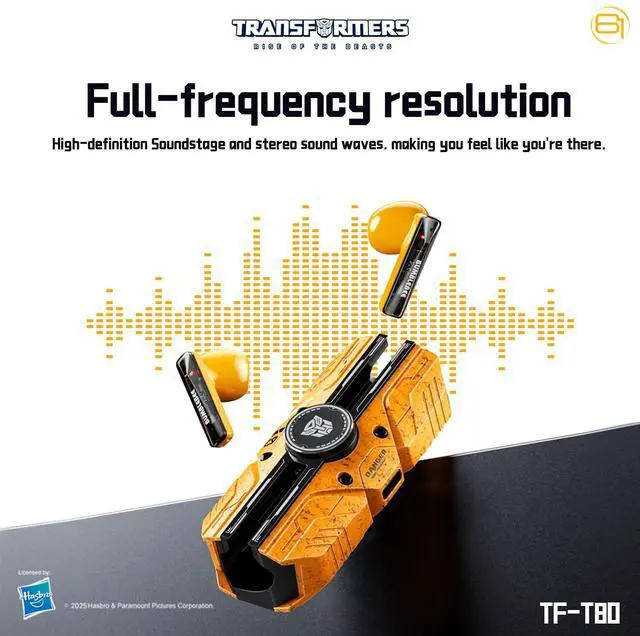 Alt view image 2 of 6 - TF-T80 Bluetooth True Wireless Earbuds with Noise Cancelling in-Ear Cool HiFi HD Calling Dual Modes Sports Music Game Long Endurance Earphones - Yellow Bumblebee