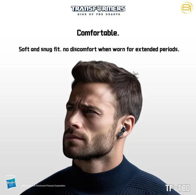 Alt view image 6 of 6 - TF-T80 Bluetooth True Wireless Earbuds with Noise Cancelling in-Ear Cool HiFi HD Calling Dual Modes Sports Music Game Long Endurance Earphones - Yellow Bumblebee