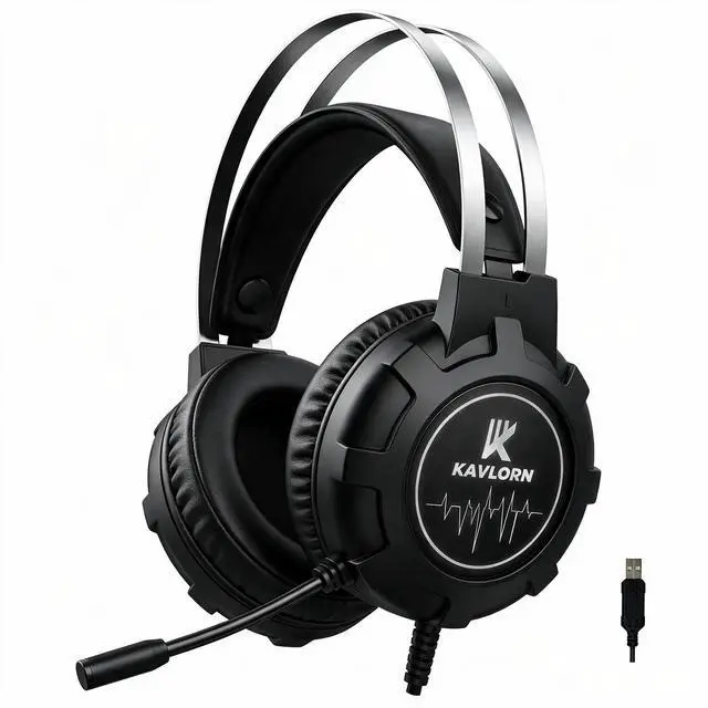 Main image of Gaming Headset,Comfortable Gaming Headphone: 7.1 Surround Sound | Self-Adjusting Suspension Headband,50MM Drivers&Noise Canceling Mic,Cool RGB lighting,One-Key Volume Roller,Wired USB
