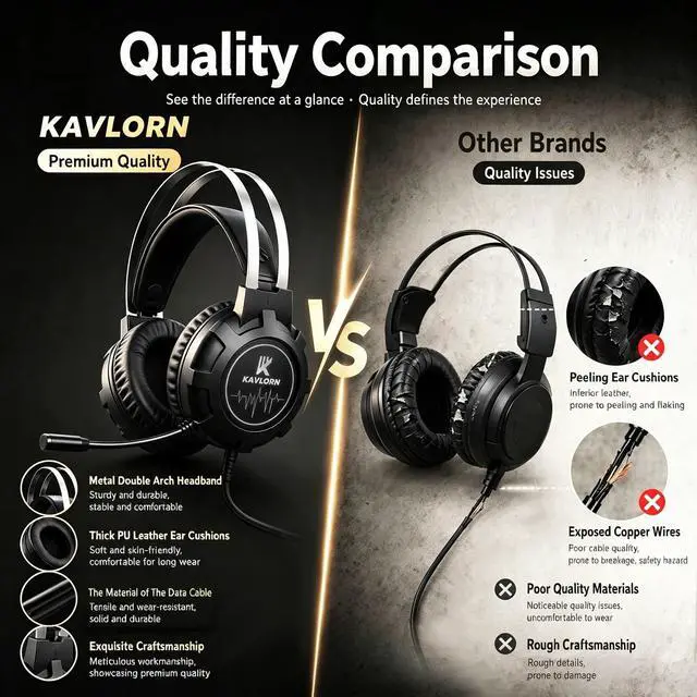 Alt view image 3 of 6 - Gaming Headset,Comfortable Gaming Headphone: 7.1 Surround Sound | Self-Adjusting Suspension Headband,50MM Drivers&Noise Canceling Mic,Cool RGB lighting,One-Key Volume Roller,Wired USB