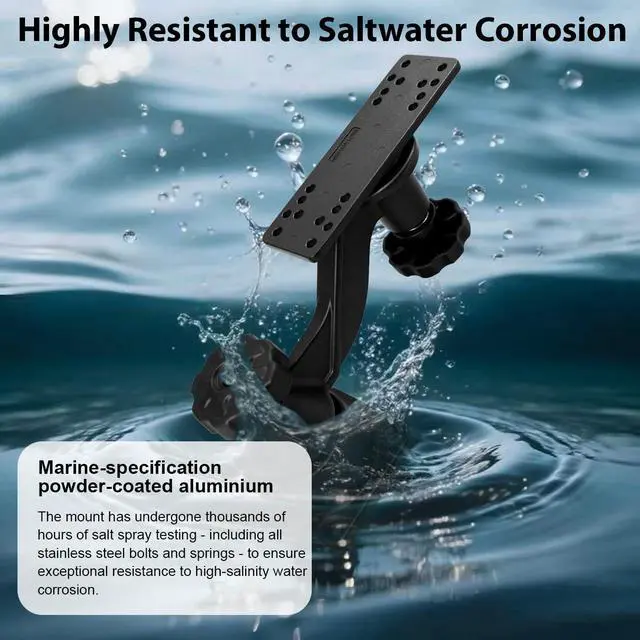 Alt view image 2 of 5 - Heavy-Duty Aluminum Fishfinder Mount for 7-16 Inches Screens, with Reinforced Arm, Compatible with Garmin, Lowrance, Humminbird, Raymarine